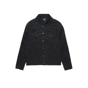 Glit Jet Black Rhinestone Denim Jacket