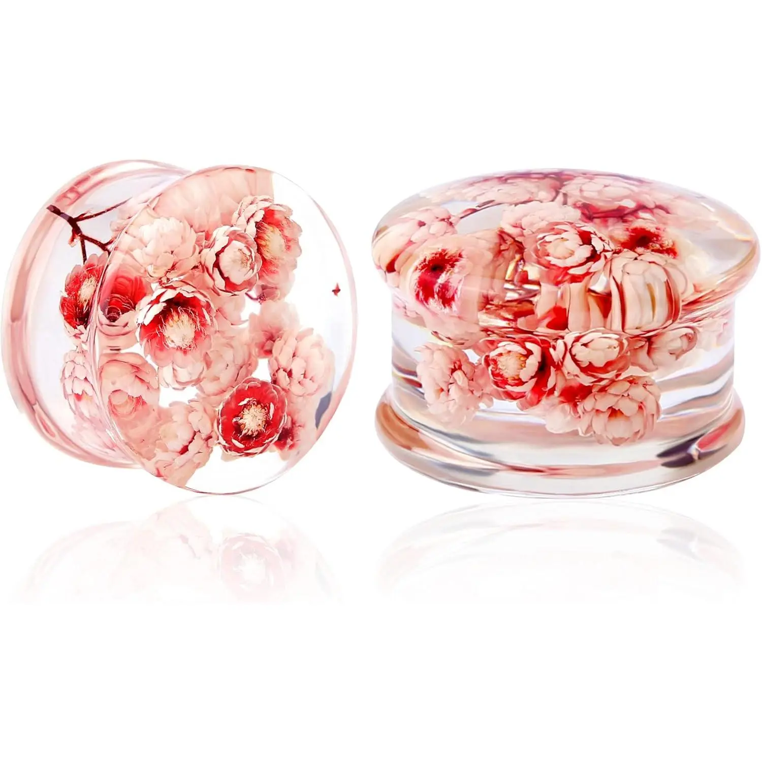 2 count Flower Ear Gauges 2g to 1''  Real Flower  Plugs