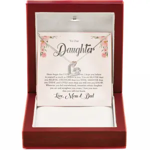 To Our Daughter Necklace Gift - Inspirational Love Knot Pendant with Message from Mom and Dad for Birthdays Weddings or Graduations