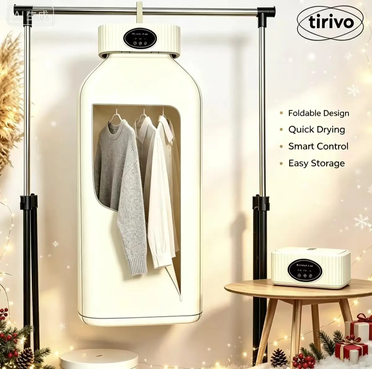 Portable Clothes & Shoe Dryer - Foldable, Cordless, Antibacterial, with Remote Control & Digital Display, for Travel & Apartment Use, Ideal Holiday Gift