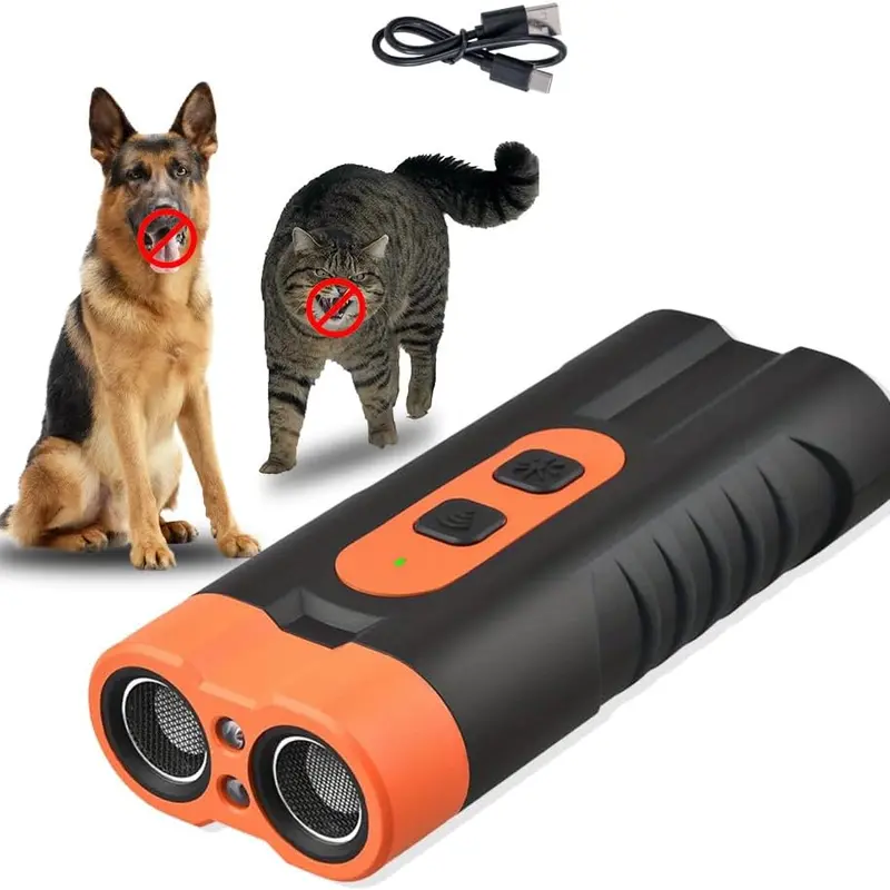 Dog BarkDeterrent Rechargeable Sonic Dog Repeller 25KHz Sonic Frequency Anti-Bark Device for 5Oft Range Indoor/Outdoor Use LED Indoor/Outdoor Barking Silencer