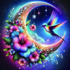 Wooden Puzzle, 1 Box Unique Bird and Moon Pattern Jigsaw Puzzle, Modern Artistic Home Decor, Perfect Holiday Gift for Friend and Family