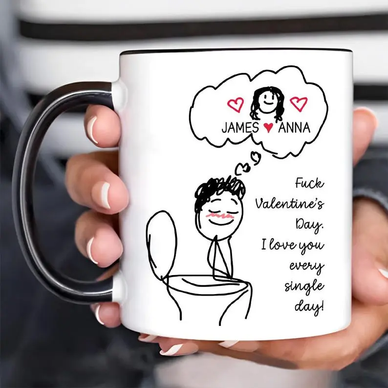 Funny Couple 11oz Accent Mug, Custom Name Toilet Love Cups, I Love You Every Day Gift, Valentines Day Gift for Him Her, Personalized Mugs