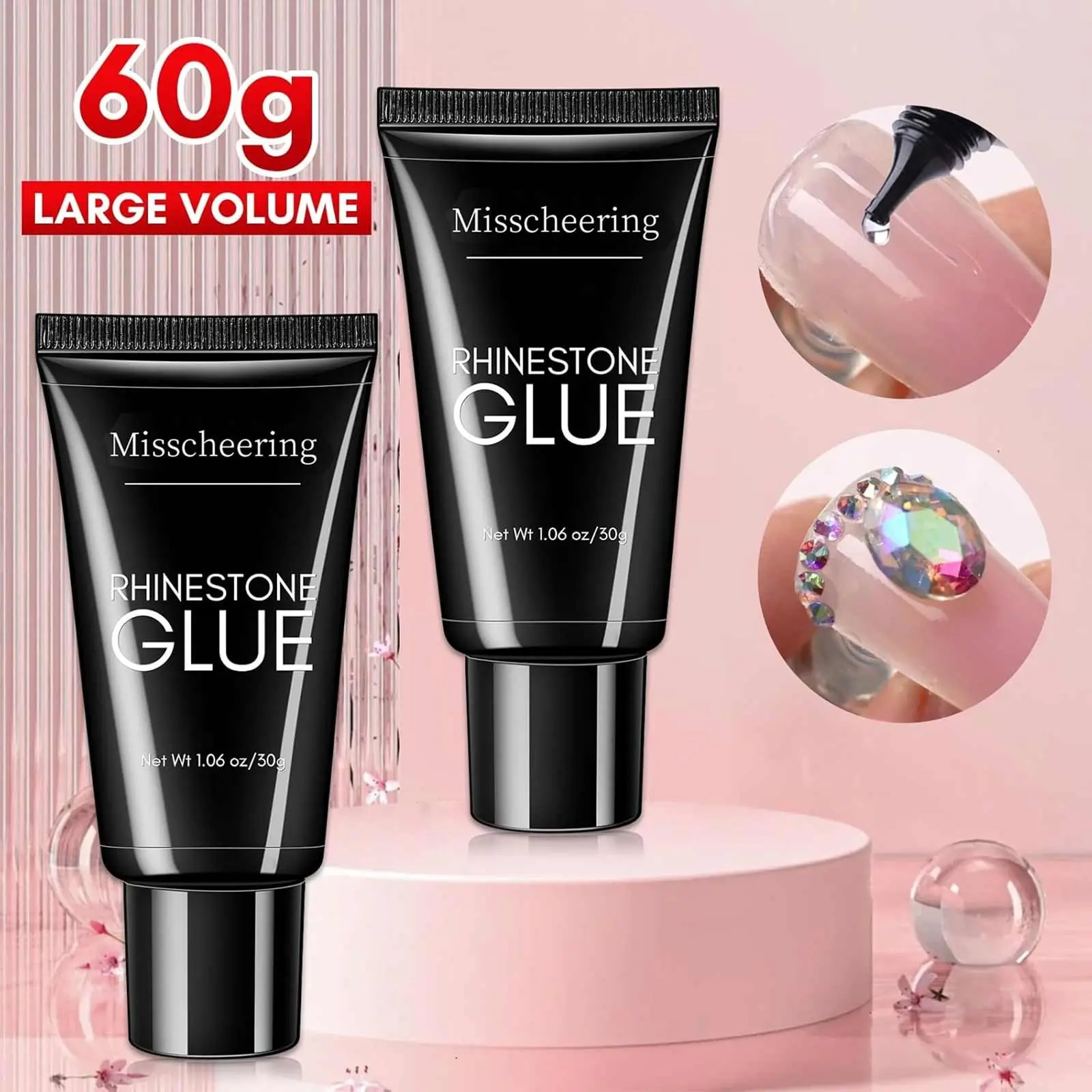 2 Bottle Solid Nail Glue Nail Tips Gel for Press On Nails, 3in 1 Nail Gel for Fake Nails, Super Strong Acrylic Nail Gel for Manicure Extension, False Nails Adhesive Glue Long Lasting
