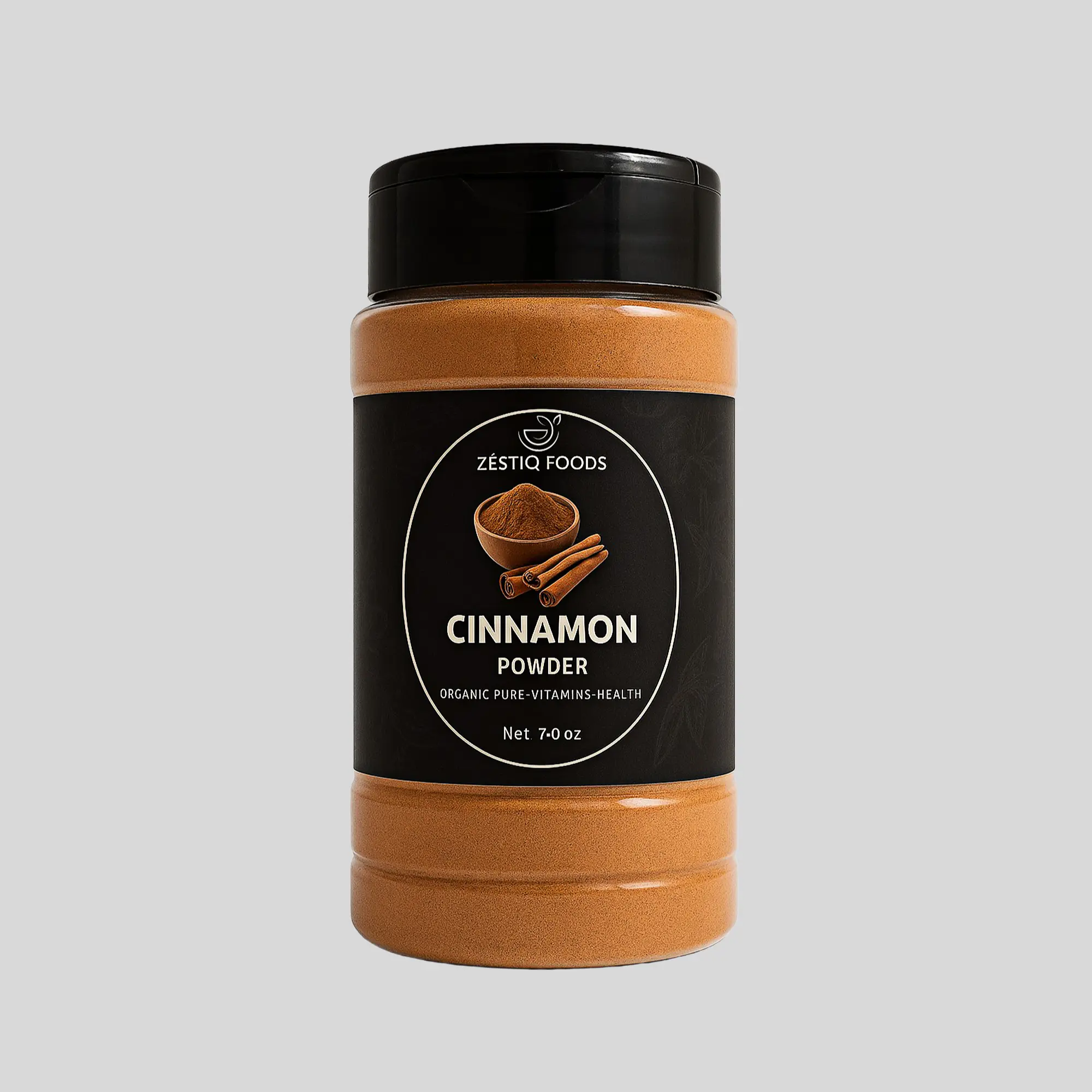 Zestiq Foods Premium Quality Certified Organic Cinnamon Powder, 7 oz Shaker Jar – Finely Ground Cinnamon for Baking, Cooking & Everyday Flavor