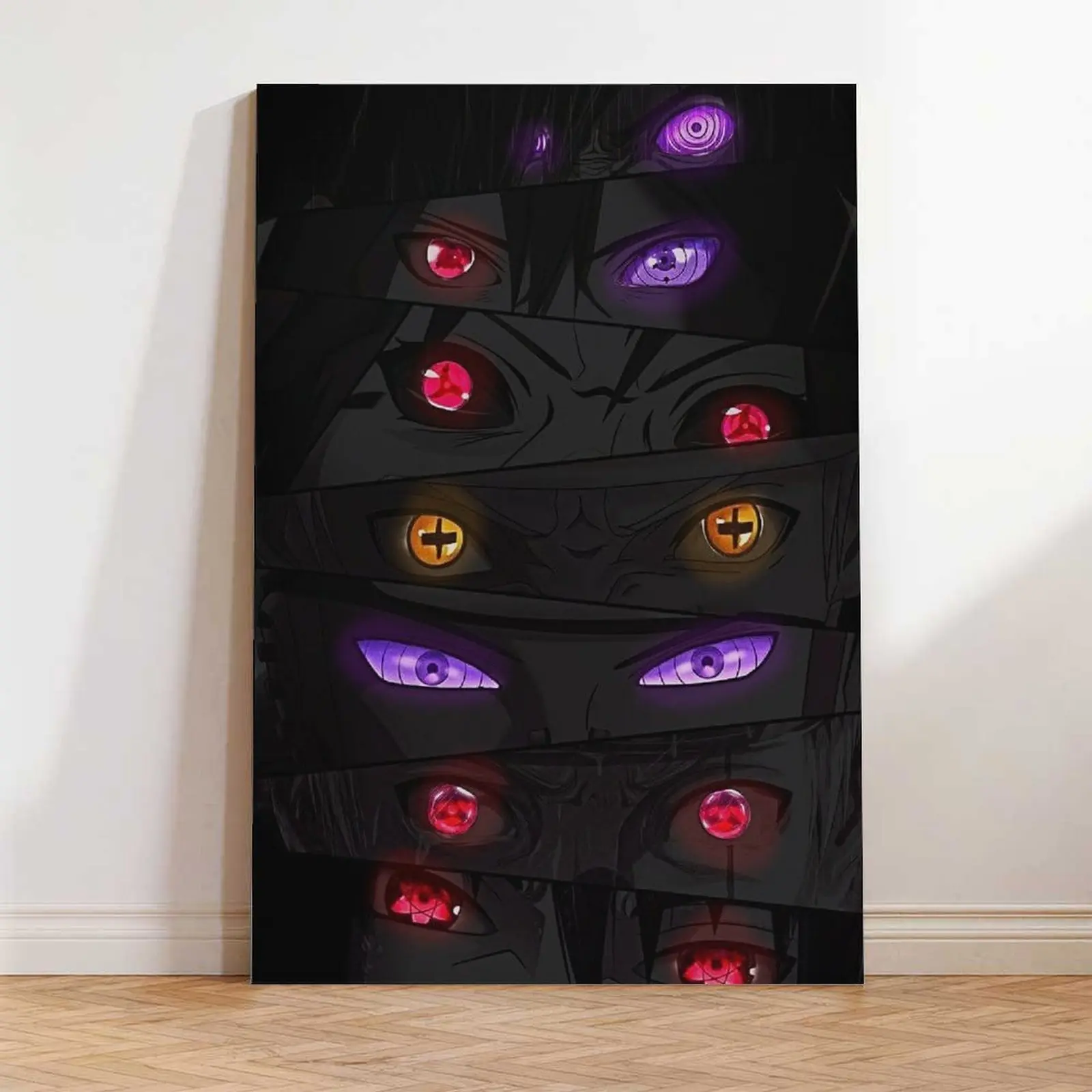 Naruto Eyes Manga Wall Art Print - Sasuke, Itachi, Kakashi Sharingan Poster Set, Colorful Anime Painting, Minimalist Home Decor & Gift for Fans
