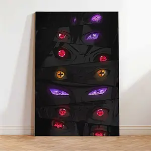 Naruto Eyes Manga Wall Art Print - Sasuke, Itachi, Kakashi Sharingan Poster Set, Colorful Anime Painting, Minimalist Home Decor & Gift for Fans
