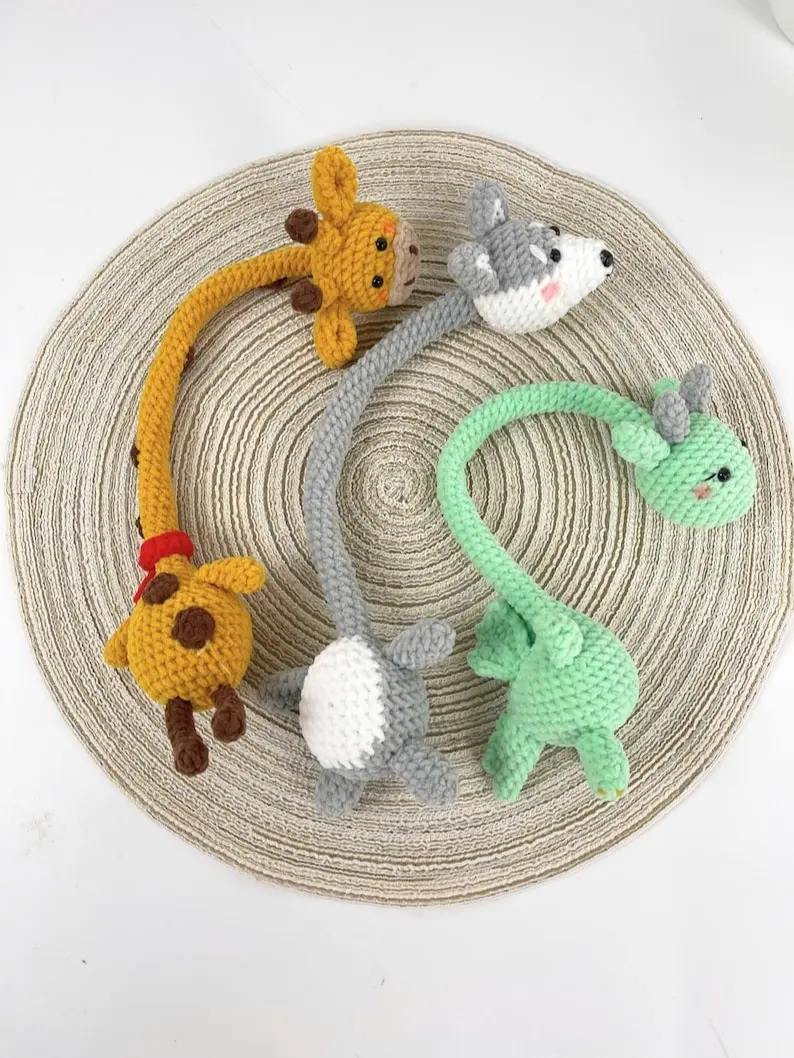 Amigurumi Crochet Bundle, Long-Neck Husky, Dragon, Giraffe