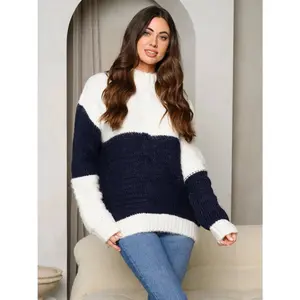 Color Block Cotton Sweater for Women - Soft fall sweater