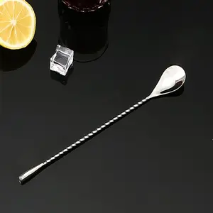 1pc Stainless Steel Mixing Spoon, Spiral Bar Cocktail Spoon 11.8"x1.1" Home Bar Accessories
