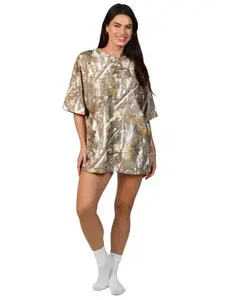 Women's Summer Camouflage Print Short Sleeve T-Shirt, Breathable Loose-Fitting Casual Top for Daily Vacation Wear, Comfortable American Retro Style, Womenswear