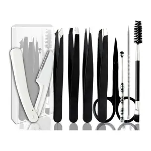 CHRISTMAS GIFT 9+1 PCS Professional Pore Cleaning Removal tweezer for Women & Men – Stainless Steel Eyebrow Tweezers Kit for Facial Hair Removal