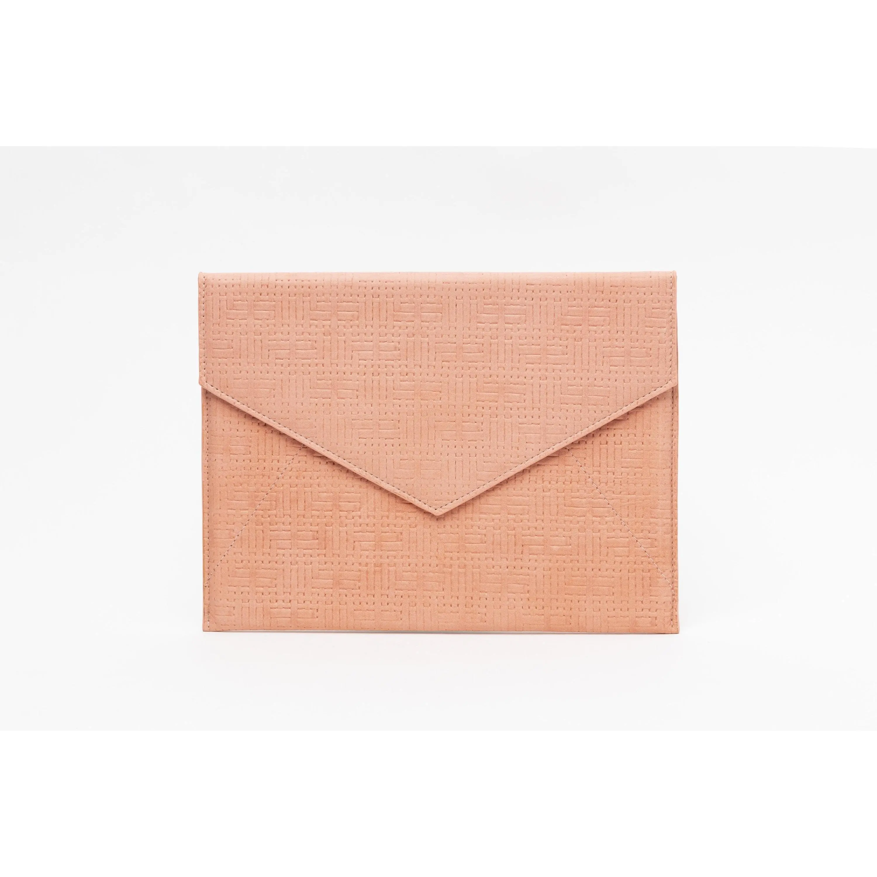 Vesper Leather Envelope Clutch/Apricot Basketweave