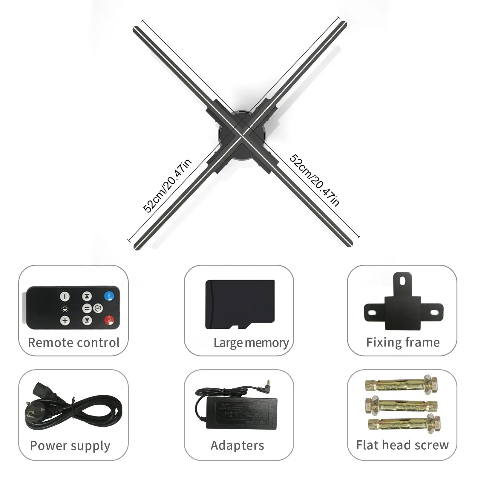 3D Hologram LED Fan, 3D Holographic Video Projector Supports WiFi, Phone App and TF Card, 3D Hologram Video Graphic Advertising Display for Business Exhibition Trade Holiday Show 52 cm