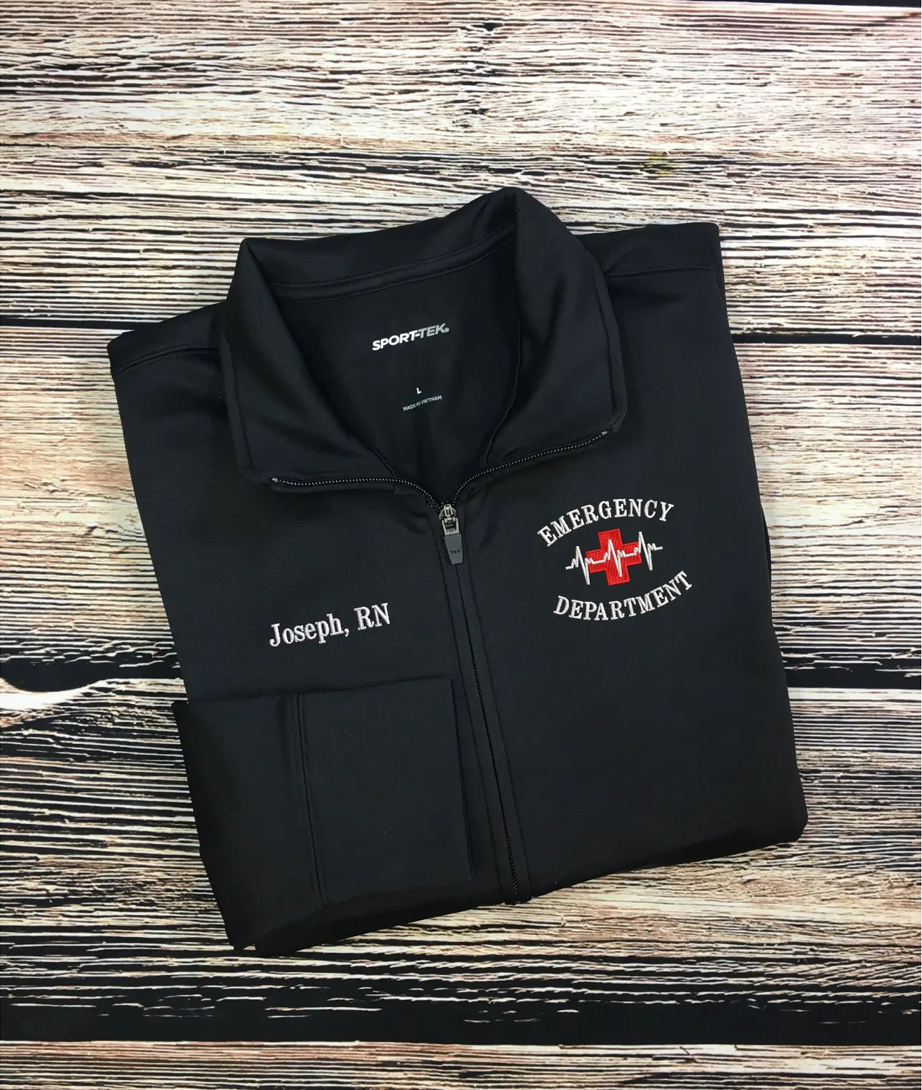 Men’s/Womens/Unisex Personalized Emergency Nurse Full Zippered Jacket Sweatshirt | Personalized Nurse Polyester Jacket|Personalized Nurse/Doctor Jacket