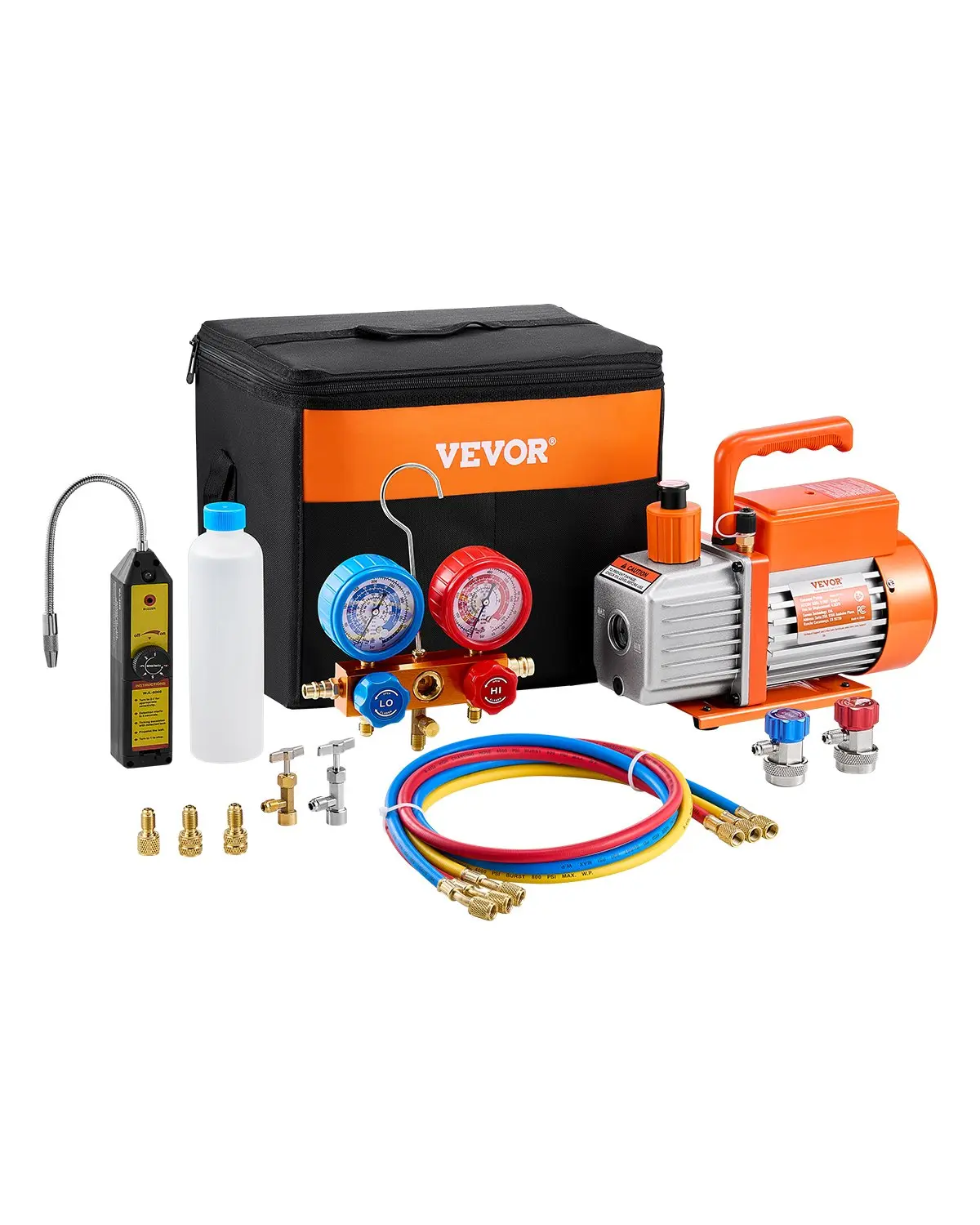 【DealsForYouDays】VEVOR Heavy Duty 4.5 CFM HVAC Single-Stage Rotary Vane Vacuum Pump & Manifold Gauge Kit, Versatile Compact Design Industrial Tool with Hose, High Vacuum Levels Durable Vehicle Accessory for HVAC System Maintenance - Father's Day Gift