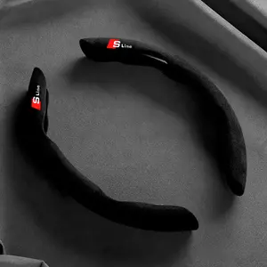 Suede Universal 38CM Car Steering Wheel Cover Booster Non-slip Cover for Audi RS Sline A3 A4 A5 A6 A7 Q3 Q5 Q7 S3 S4 S5 S6 S7 RS3 RS4 RS5 RS6