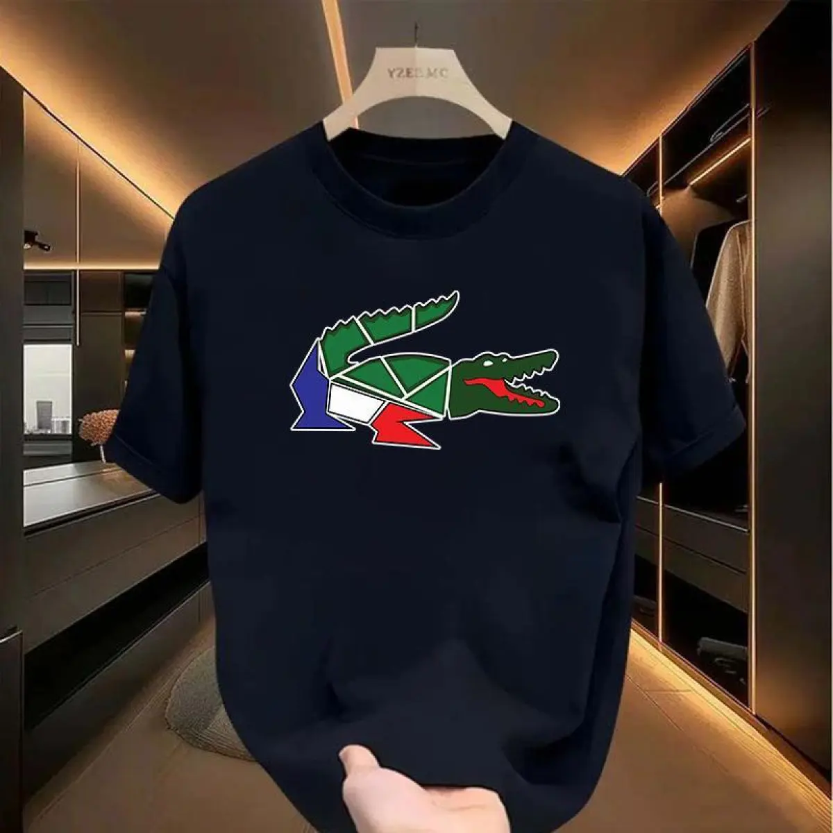 Streetwear Graphic T-Shirt with Cartoon Crocodile, Unisex Breathable Cotton Round Neck Short Sleeve in a Casual Loose Fit