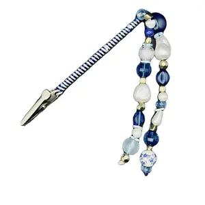 Blue & White Coochie Clip with Elegant Beaded Design and Secure Clip Feature for Stylish Accessory