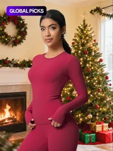 Women's Solid Color Long Sleeve Sports Tee, High Stretch Lightweight Activewear, Casual Comfy Breathable Round Neck T-shirt for Yoga Gym Running, Ladies Sportswear for All Seasons, Workout Clothes for Women