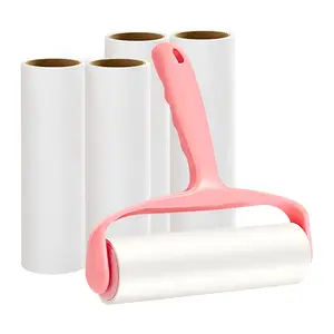 Extra Sticky Large Surface Lint Roller 6.3'' Jumbo Size with 1 Handle & 5 Replacement Rolls 300 Sheets for Pet Hair Clothes Furniture Non-Woven Material Value Pack