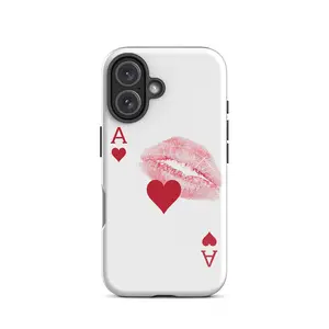 Original Minimalist Ace of Hearts Poker Lip Print Phone Case for iPhone 17 Pro Max 16 Pro Samsung S24 S25 Ultra, Soft Full‑Coverage Shockproof Protective Cover, Trendy Y2K Girly Aesthetic Case Compatible with iPhone 13 14 15 Samsung A Series