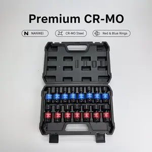 NANWEI 15pcs 3/8-Inch Drive Shallow Universal Impact Socket Set, Impact Socket, 6-point, Metric, 8-22mm, Flexible Universal Impact Socket Set, Flexible Head for Automotive & Mechanic Use, A Great Choice for Daily Use And As A Gift for Festivals.