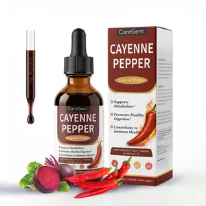 CareGem Cayenne Pepper Drops with Vitamin D3 K2 MK-7 - 30:1 Organic Beetroot & Hawthorn Extract - Advanced Circulation & Blood Flow Support Supplement - Liquid Berberine, Turmeric, Panax Ginseng - 2 Fl Oz