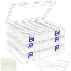 Bead Organizer Box, 138Pcs Small Bead Organizers and Storage Plastic Cases, Mini Clear Storage Containers Boxes with Hinged Lid for Diamond Painting Accessories Seed Jewelry DIY Craft
