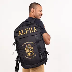Alpha Phi Alpha Embroidered Black and Gold Backpack