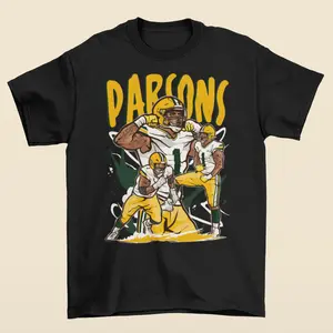 [SALE UP TO 45%] Micah Parsons Cartoon Style Green Bay T-Shirt, Crew Neck Cotton Apparel, Gift for Him or Her