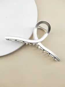 1pc 12cm Versatile Size Cross Rope Metal Geometric Design Hair Clip, Durable Metal Material, Strong Grip, Ideal for Bright Multi-Ponytails, Secure Hairstyling Tool