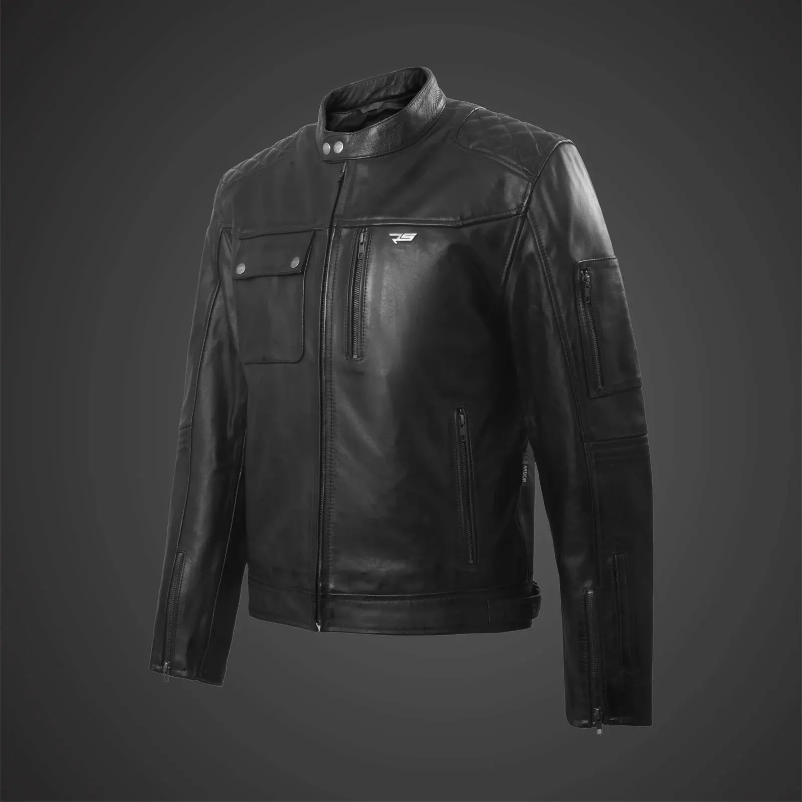 Glen Men's Fashion Menswear Premium Waxed Cowhide Cafe Racer Leather Motorcycle Jacket, CE Armor Biker Riding Safety Gear
