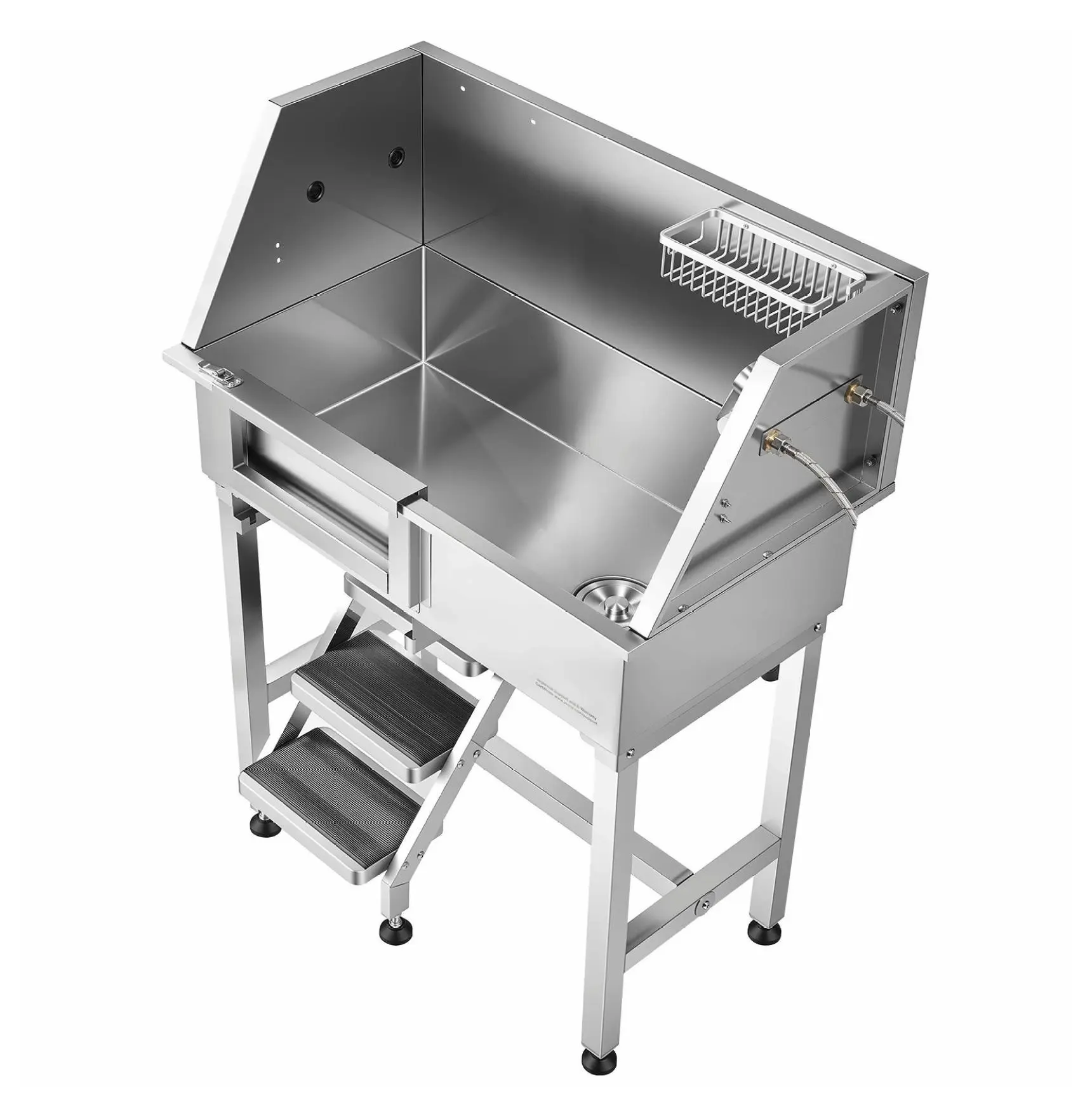 34" Dog Grooming Station, Stainless Steel Pet Tub,  Dog Wash Sink with Shower, Non-Slip Stairs, Easy Clean for Small Pets & Cats Left Door Default