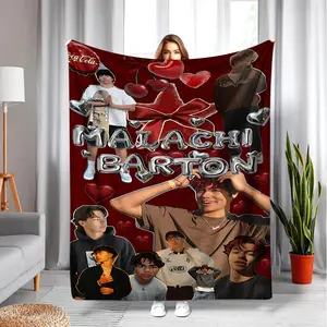 1pc Malachi Barton Element Flannel Blanket - Red, hearts &, All-Season Soft Throw for Sofa, Bed, St. Patrick's Day Decor - Ideal Birthday or Holiday Gift for Fans, Festive Atmosphere, Contemporary Design, Durable Construction, Decorative Cover,  708