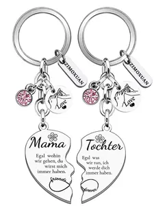 Mother & Daughter Heart Design Keychain, Fashionable Keychain for Women & Girls, Trendy All-match Keychain for Birthday Gift