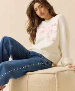 Altar'd State Chandler Gingham Bow Women's Pullover