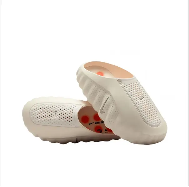 Cream White EVA Perforated Thick‑Sole Slides Anti‑Slip Wear‑Resistant Sole Couple Home Seaside Fashion Beach Sandals