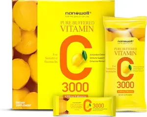 NANOWELL Pure Buffered Vitamin C 3000 mg per Serving, Dietary Supplement for Immune Support - 60 Sticks x 1 Box, 2 Months Supply (60 Count)