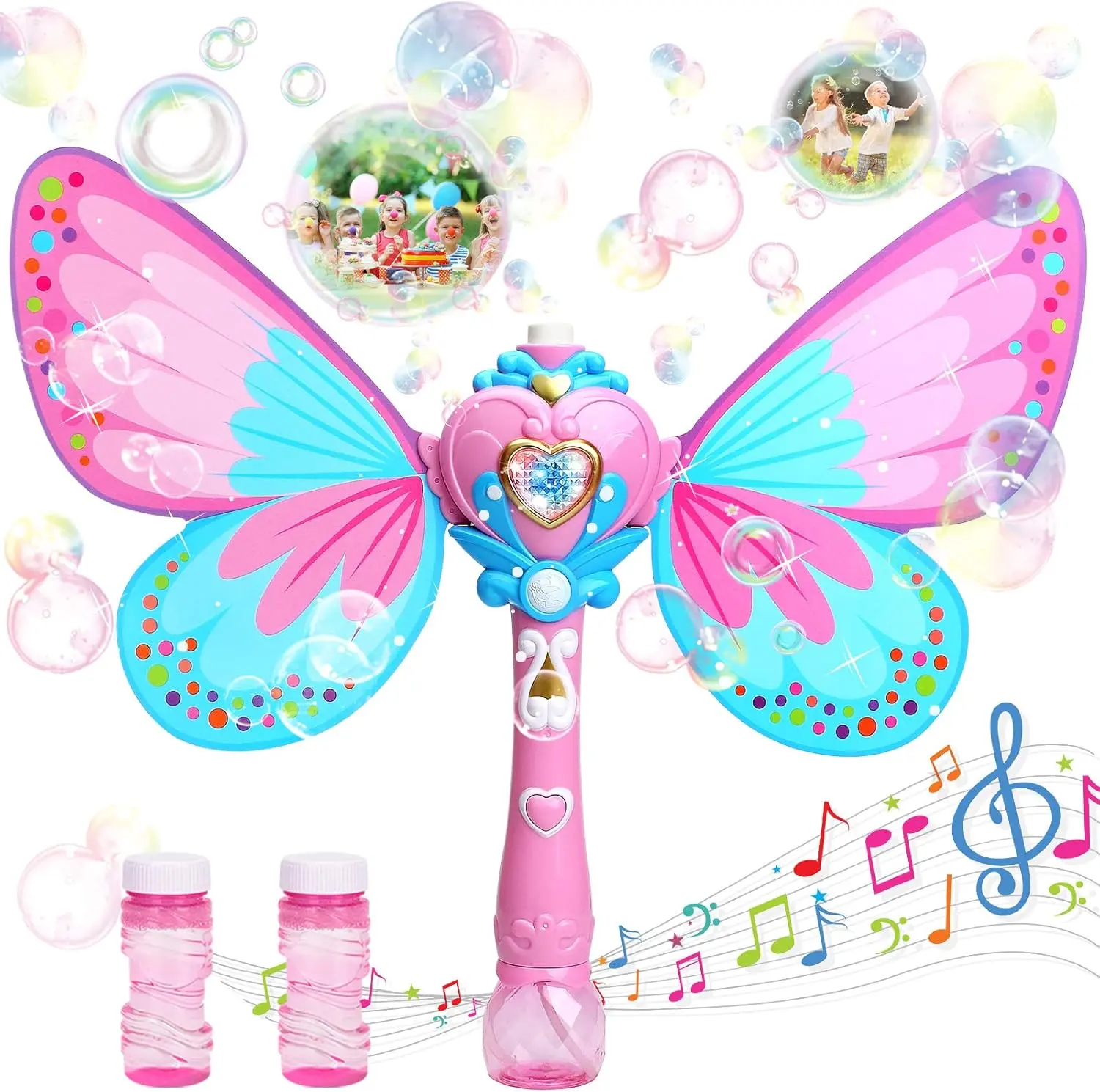 Bubble Machine for Kids, Butterfly Bubble Blower Toy, Automatic Bubble Maker with Solution, Outdoor Indoor Bubble Toys, Birthday Gift for Girls Boys