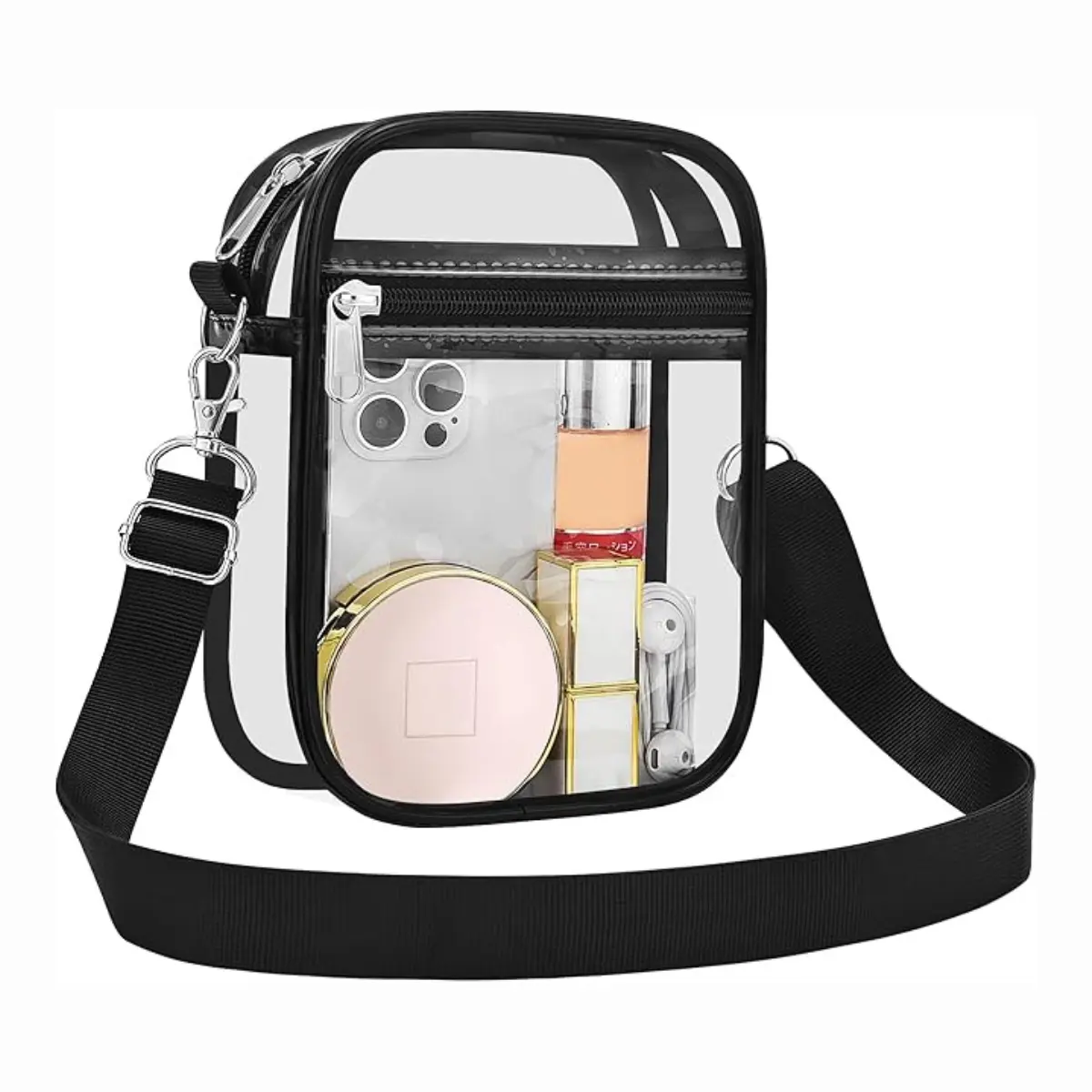 Clear Stadium Bag, Transparent Crossbody Purse with Adjustable Strap