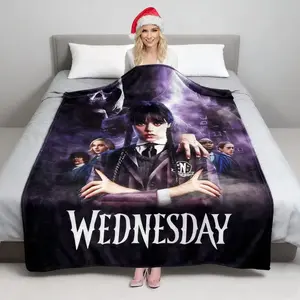Wednesday Addams Throw Blanket - Soft Flannel TV Show Themed Blanket for Fans, Home Decor Suitable for both children and adults It is an Excellent Gift for Children, Family and Friends