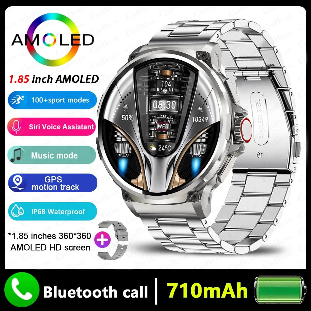 2026 IP68 Waterproof Smart Watch for Men - 1.85" Display, 710mAh Battery, GPS + Bluetooth Call, Heart Rate Monitor Watch