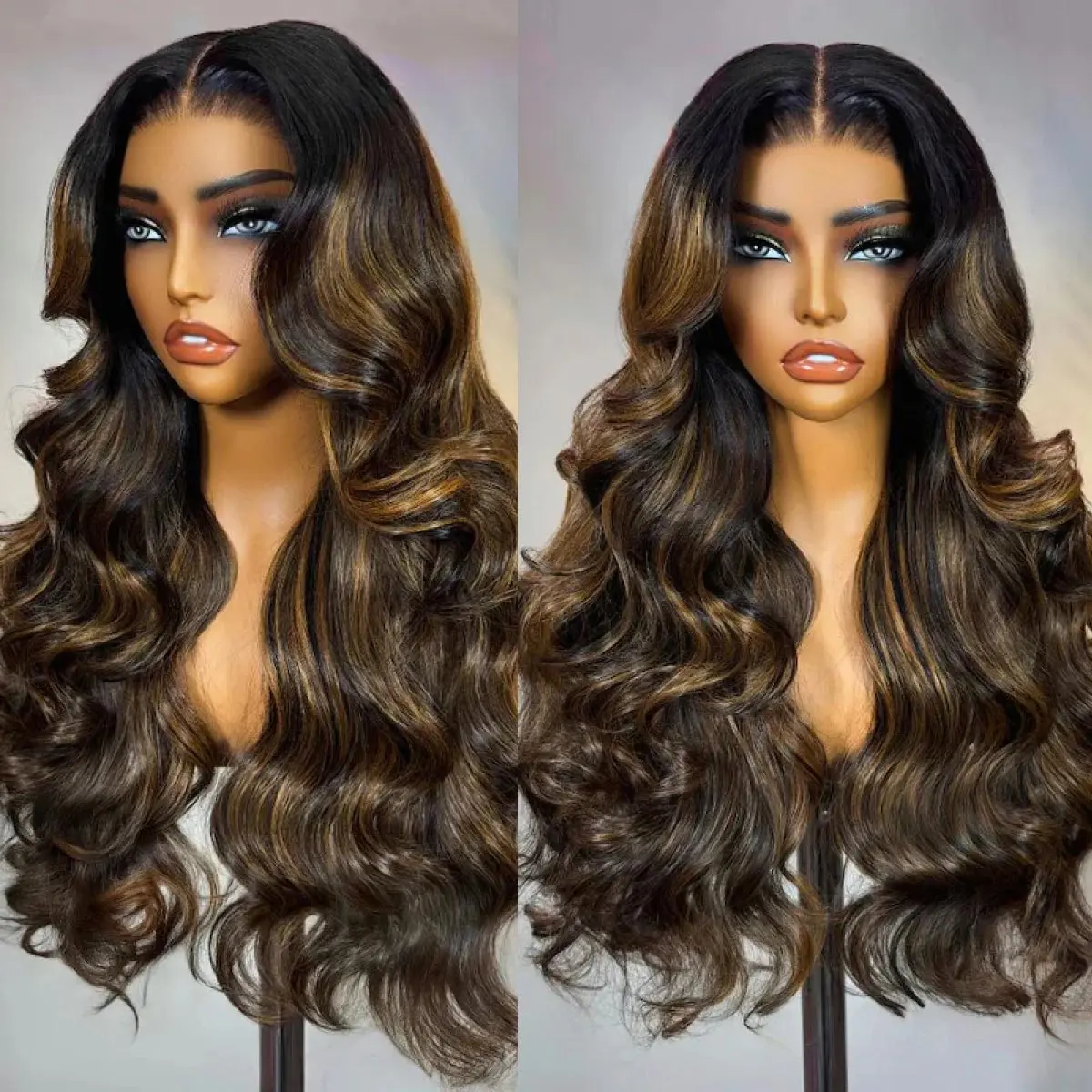 OQ HAIR 200% Density Body Wave Ombre Glueless Wigs Human Hair Highlight Balayage Color Pre Plucked T Part 9x6 Lace Wig With Ntural Hairline OQ HAIR 200% Density Body Wave Ombre Glueless Wigs Human Hair Highlight Balayage Color Pre Plucked T Part 9x6 Lace Wig With Ntural Hairline