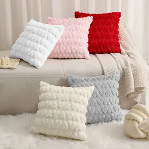 Snowy plush quilted embroidered three-dimensional heart pillowcase, cushion cover, Valentine's Day sofa and bedroom pillowcase