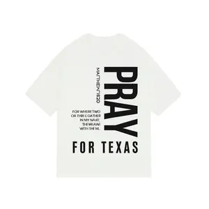 Pray for Texas – Matthew 18:20 Design White Casual Menswear Top Streetwear Crewneck Biker Classic Fit 100% Cotton Tshirt