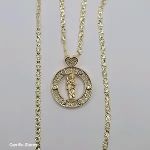 SAINT JUDE religious necklace regular  style gold-plated clear stone's 18"inches 24"inches