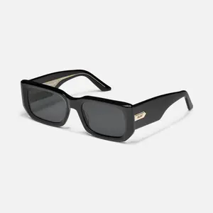 QUAY AUSTRALIA TELL ME MORE Sunglasses - Adjustable Rectangular Acetate Frame with Universal Nose Pads & Tall Arms