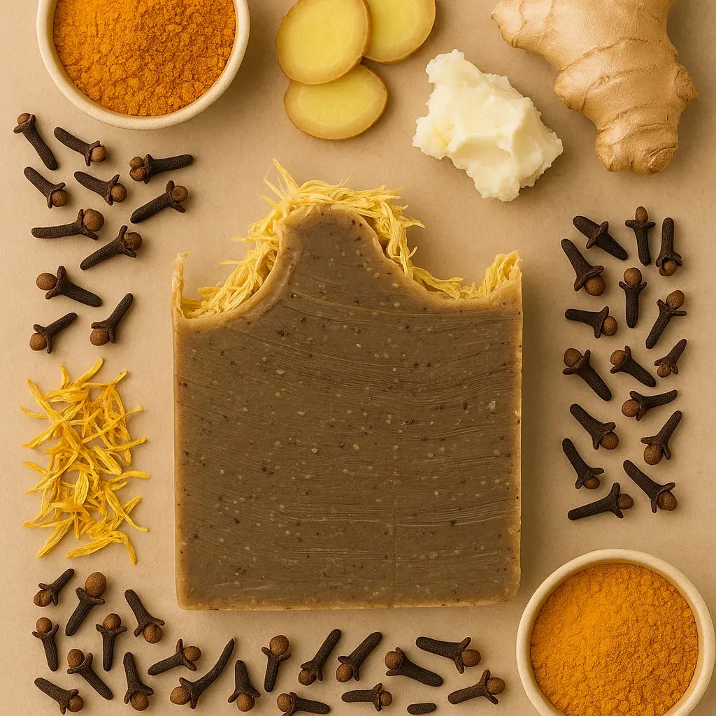 Turmeric Soap Bar - Handcrafted Herbal Formula with Ginger & Cloves for Brightening & Dark Spot Reduction - NaturalGlow Soap Goals TikTokShopFinds