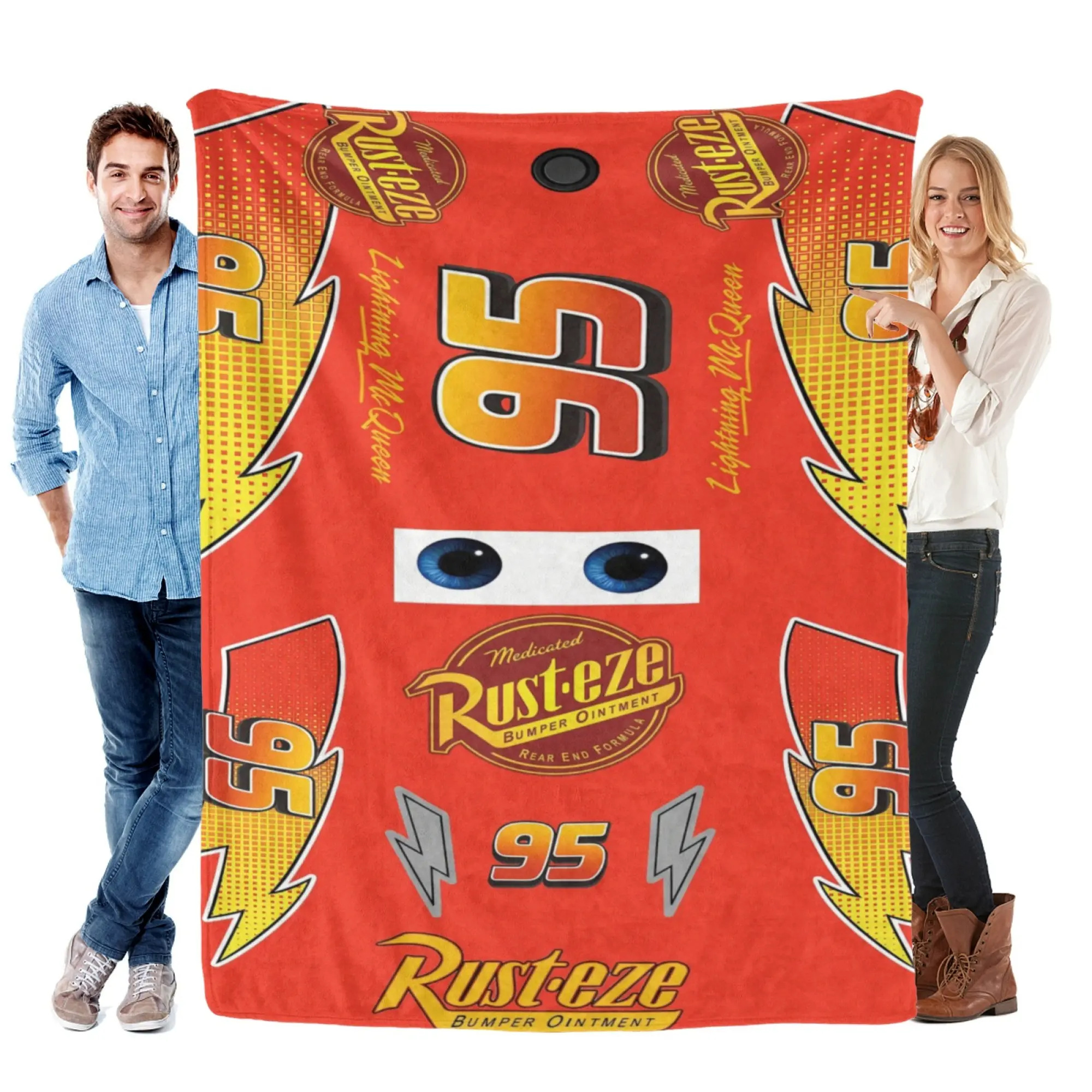 [SummerVibes] DISNEY CLASSIC Cars Lightning McQueen Rust-eze Flannel Blanket, Soft Cozy Red Throw for Home, Kids Bedroom Decor & Couch